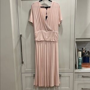 NEW Talbots Soft Pink Midi Length Belted Dress